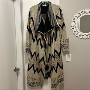 Baciano by Bocci Aztec Cardigan Sweater Long Zig Zag Colorful Rare Wool Sz L